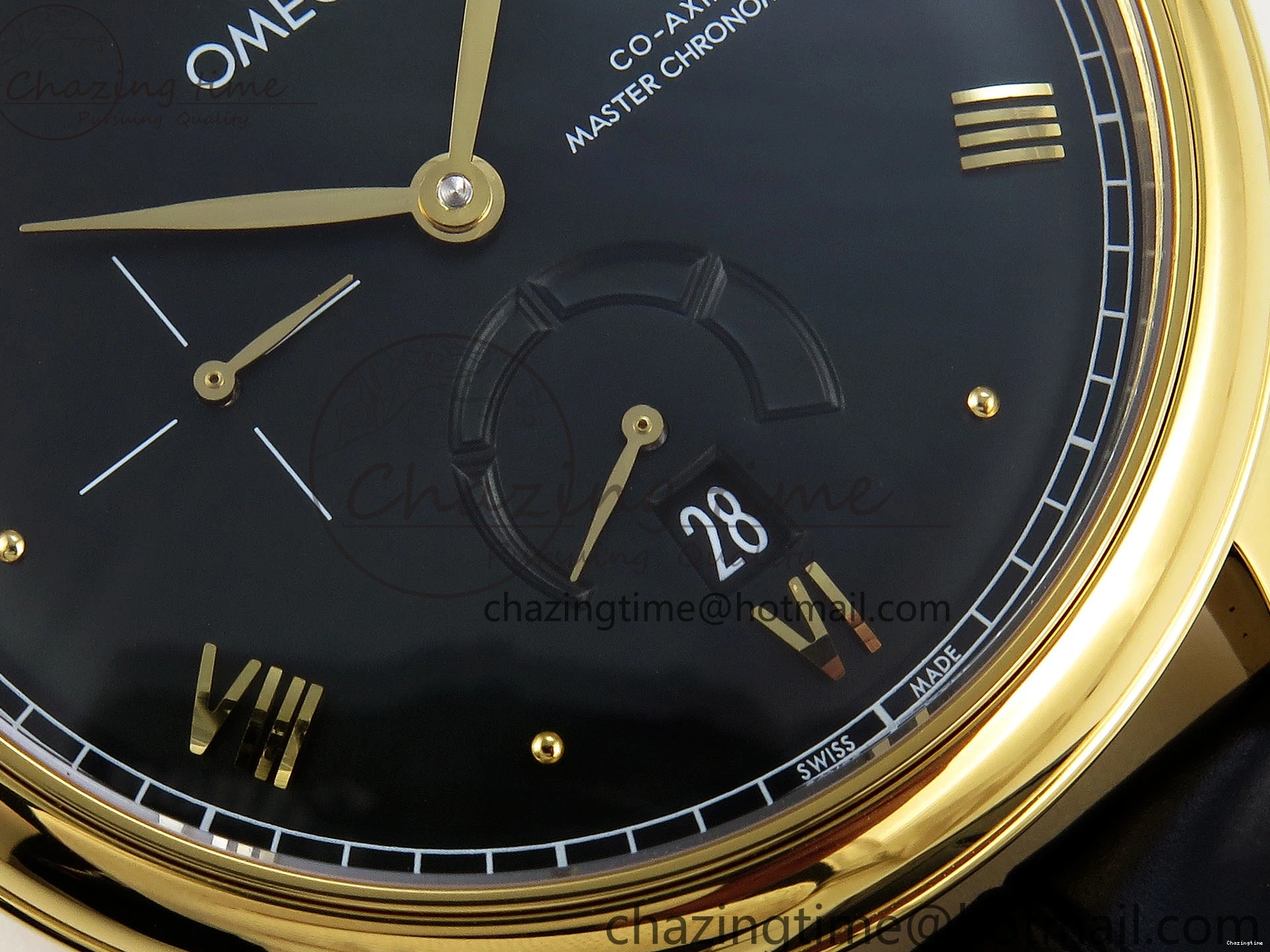 0124 WeatherProof De Ville Power Reserve YG MKF 1:1 Best Edition Black Dial on Black Leather Strap A 7758